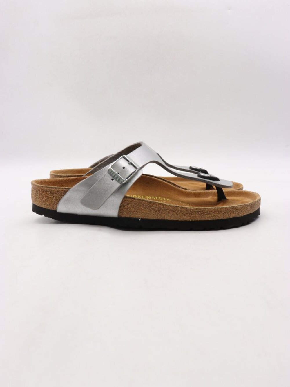 Birkenstock Gizeh Sandals Women  39 US 8 Silver Birko Flor Thong Slip On Germany